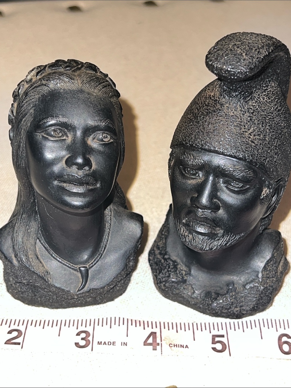 Vintage Coco Joe's Hawaii Lava Bust Set - King Kamehameha & Island Maiden